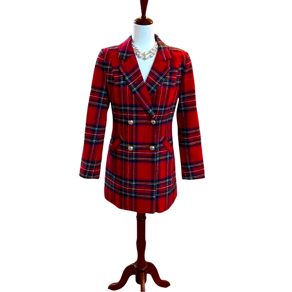 VENUS Red Plaid Blazer